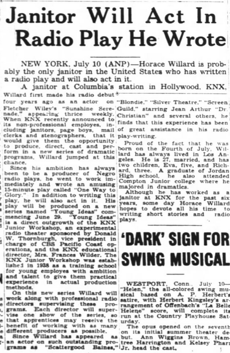 1941-07-12 Pittsburgh PA Courier - Horace Willard as actor in play he scripted